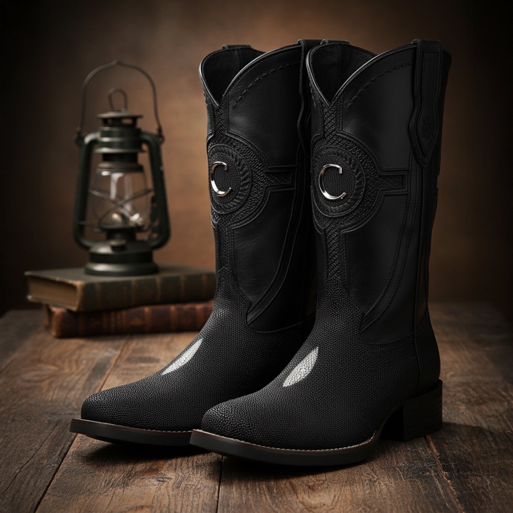 Bota de Rodeo en Piel Genuina de Mantarraya Para Caballero